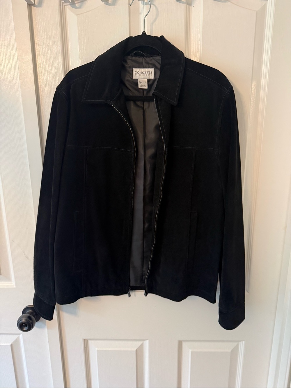 Vintage Concepts by Claiborne Black Suede Leather Jacket S Y2K Minimalist